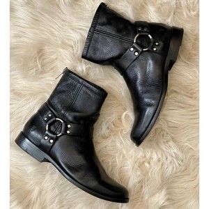 Frye Black Leather Ankle Boots